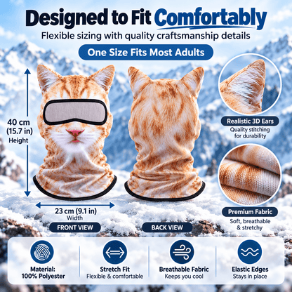 🔥3D Cat Ski Mask with Ears Funny Windproof Balaclava for Skiing & Festivals