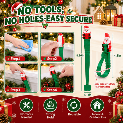 🎄🎅Santa Claus Adhesive Hooks (12- Pack) - no drills, no nails, just peel, stick, and hang