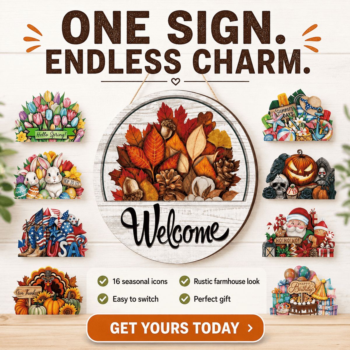 🔥 LIMITED-TIME 49% OFF — 16 Pcs Interchangeable Welcome Sign for Front Door