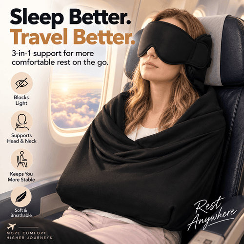 ✈️49% OFF 3-in-1 Travel Sleep Support - Blackout Eye Mask & Head Support