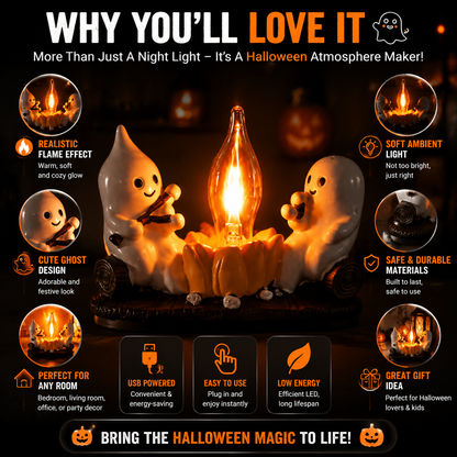 👻Halloween Ghost Flame Night Light- LED Ambient Lamp