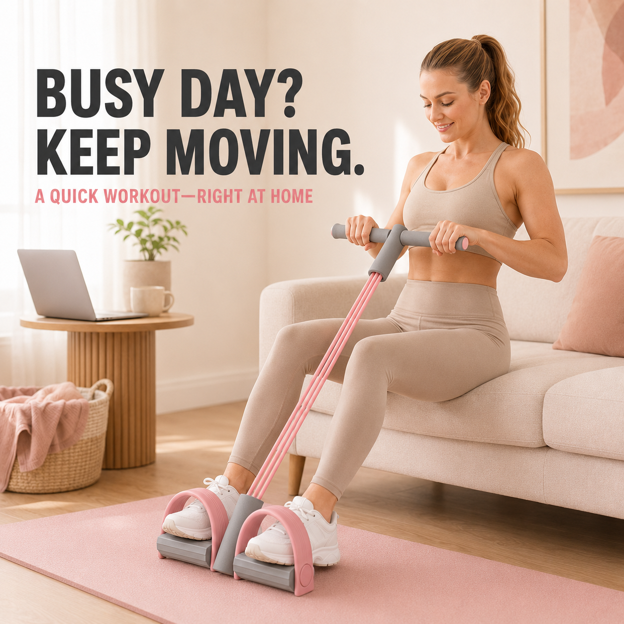 💪4-Tube Pedal Resistance Trainer - Full - Body Home Workout