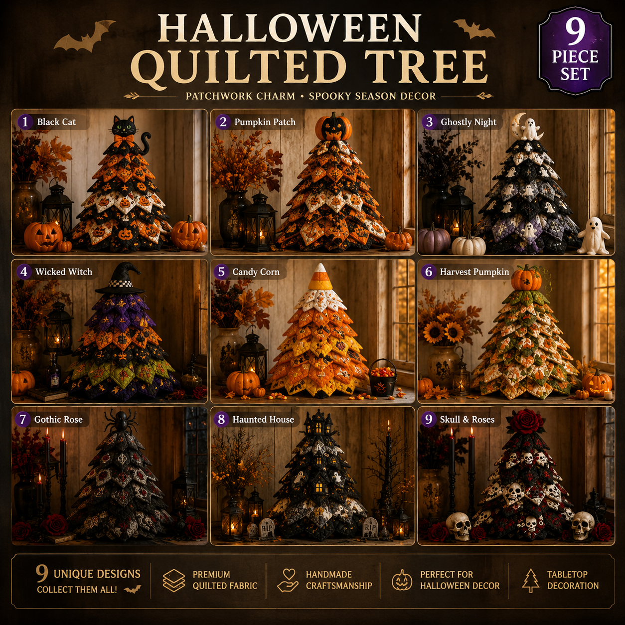 🔥Last Day 49% OFF - 🎃DIY Halloween Quilted Fabric Tree Kit