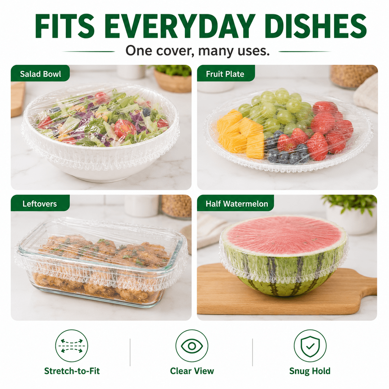 100PCS Disposable Stretch Food Covers for Bowls & Plates🛒