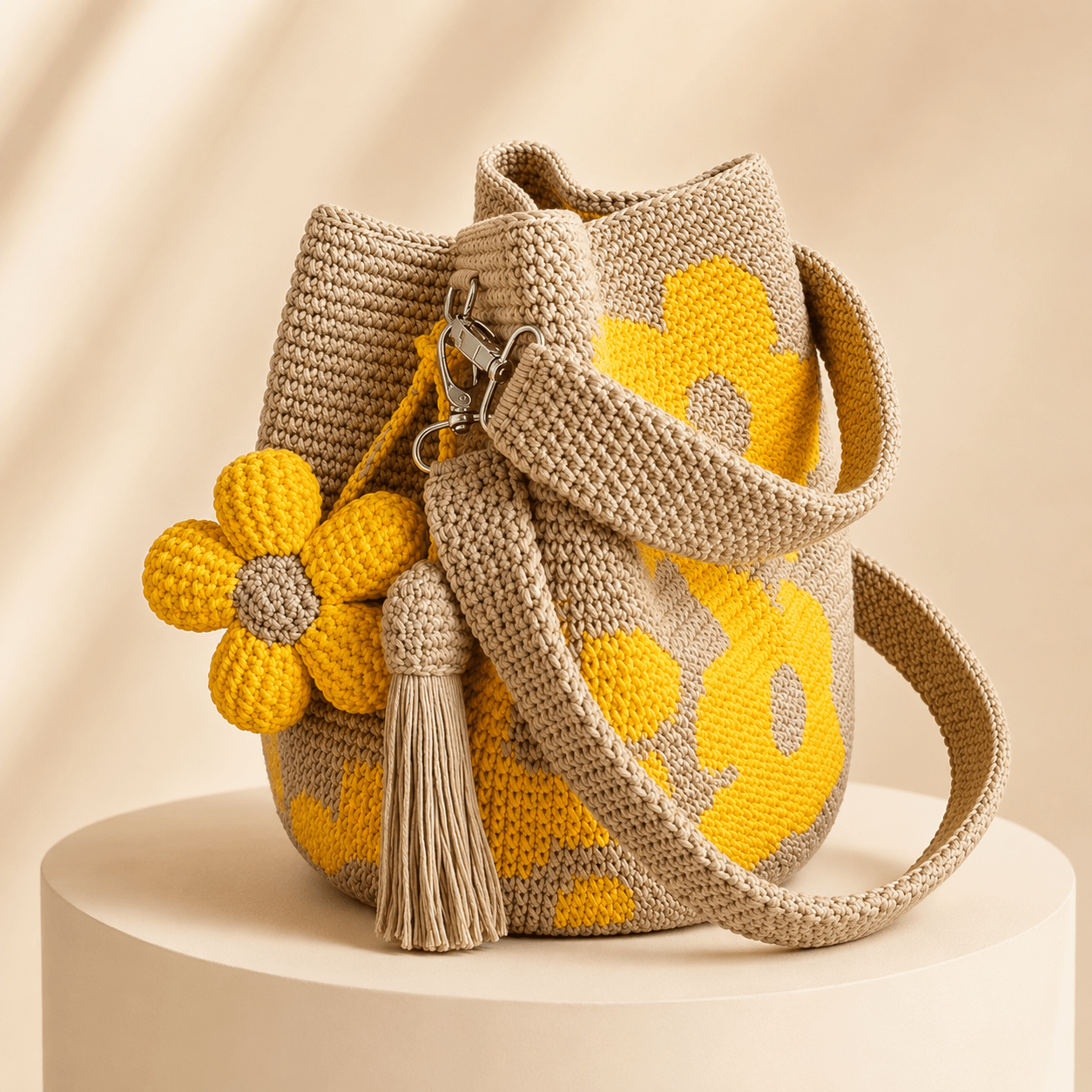 Handwoven Flower Bucket Bag