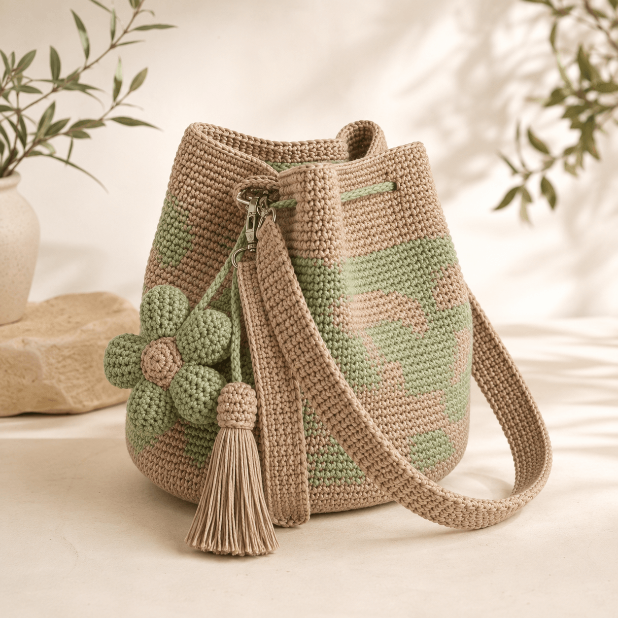 Handwoven Flower Bucket Bag