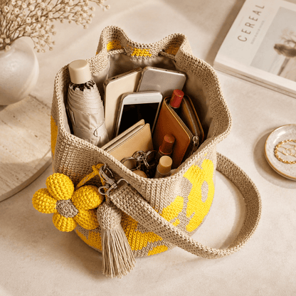 Handwoven Flower Bucket Bag