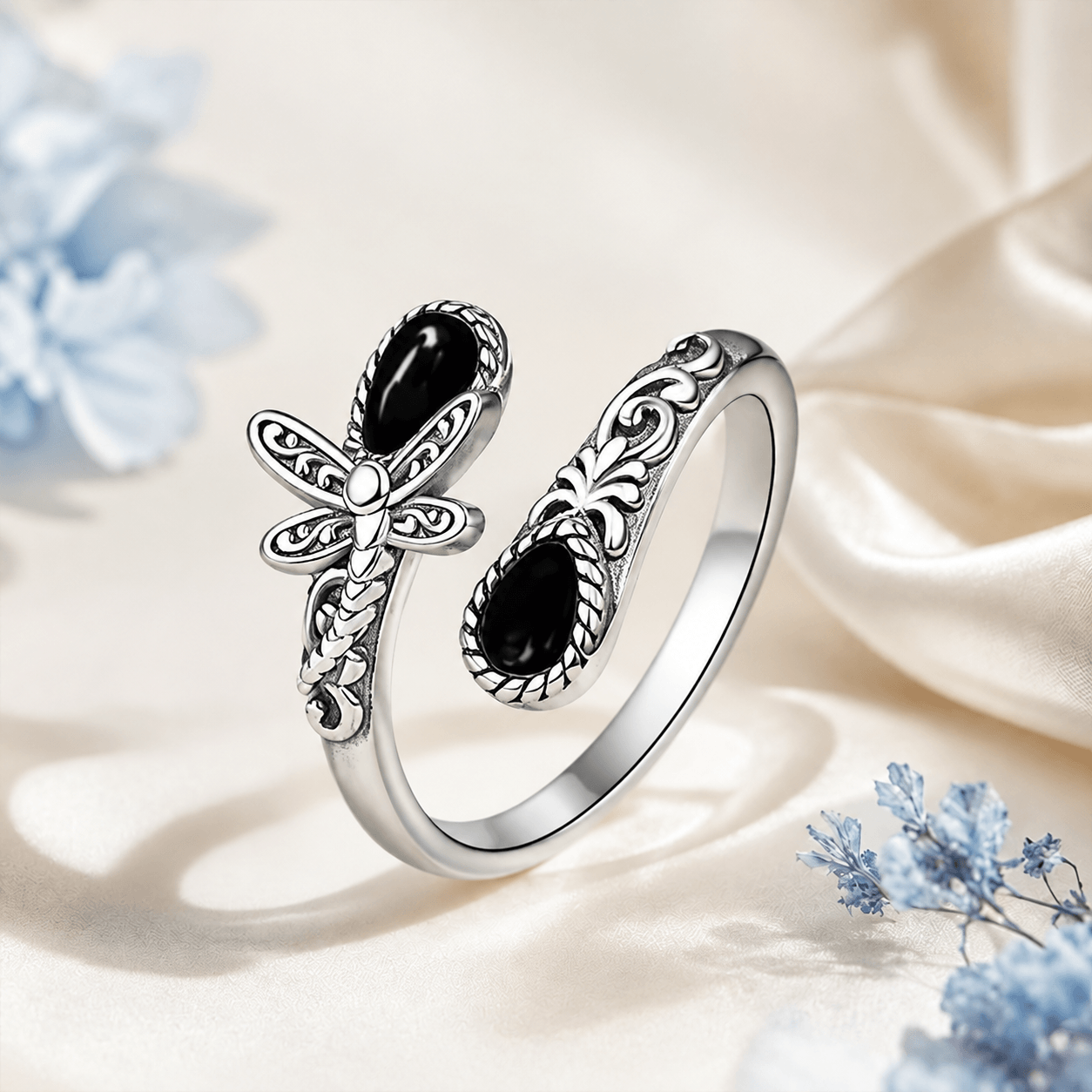 🔥Last Day 50% OFF🌙 Moonstone Bloom Ring I Vintage Style ·  Adjustable Fit ·  Timeless Elegance