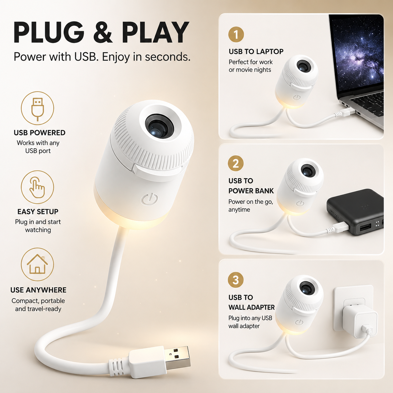 🔥LAST DAY 49% OFF - ✨Plug-and-Play HD Star Projecto