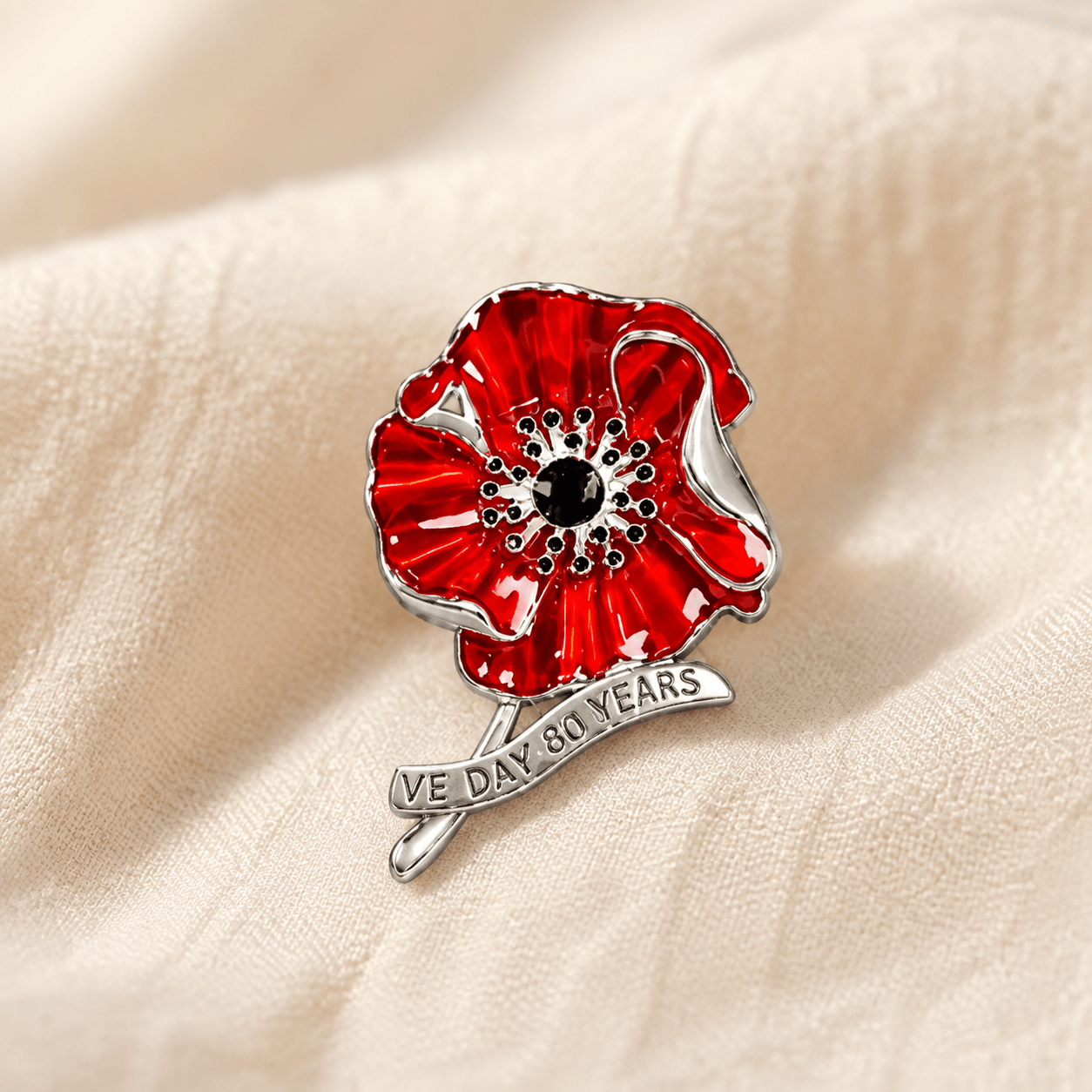 VE Day 80 Red Enamel Brooch | Limited Edition Anniversary Keepsake