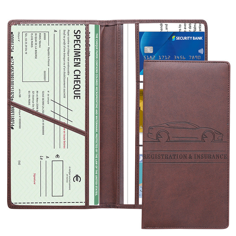 PU Car Registration Insurance Card and Driver License Document Holder