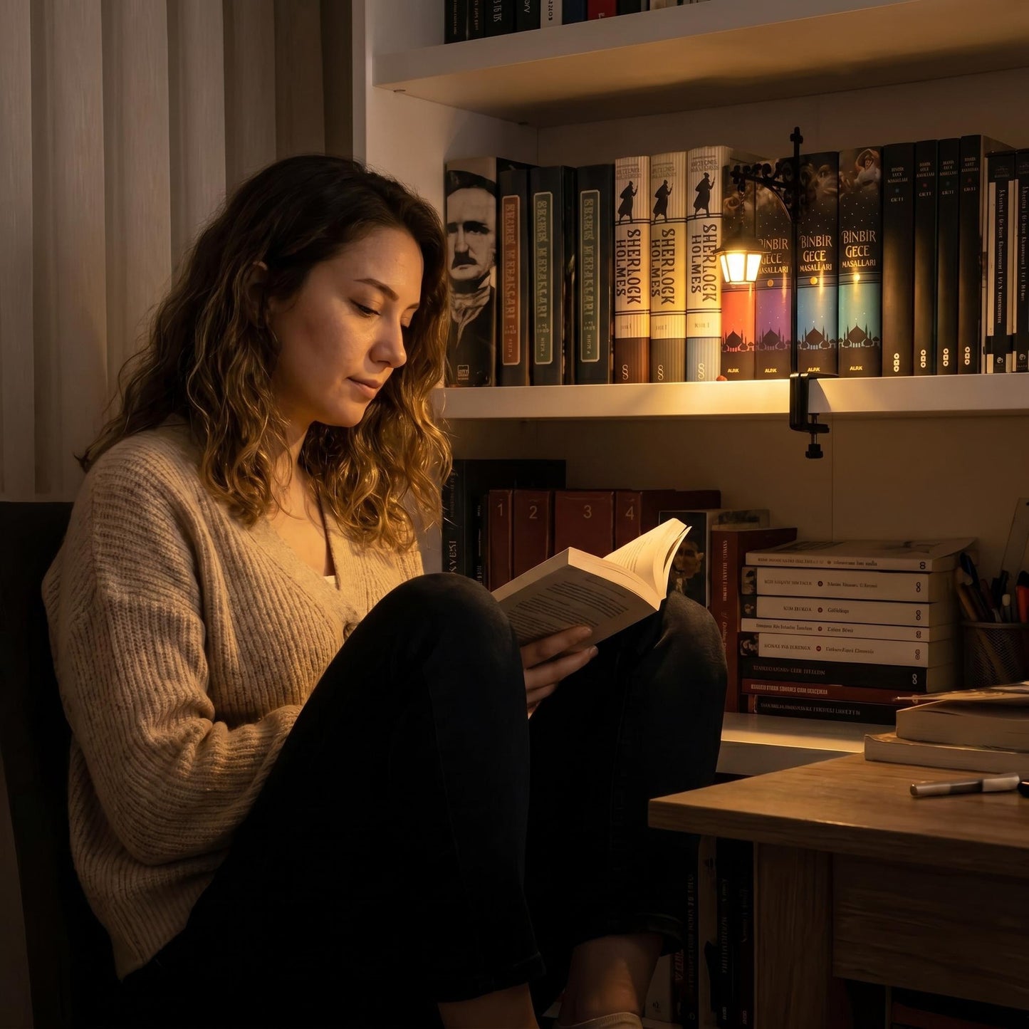 Library Lanterns -Cozy Reading Nook Shelf Decor