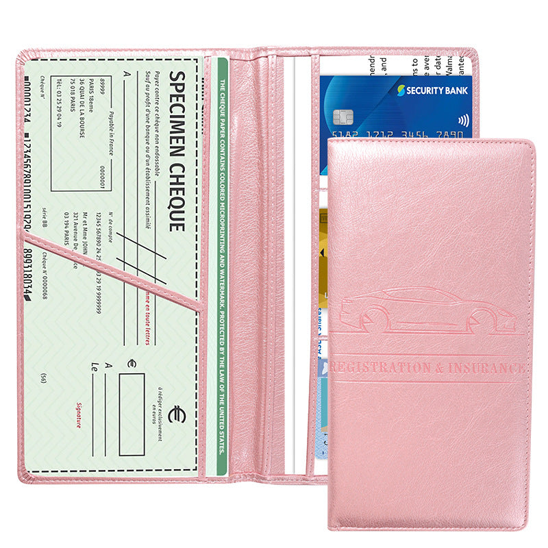 PU Car Registration Insurance Card and Driver License Document Holder