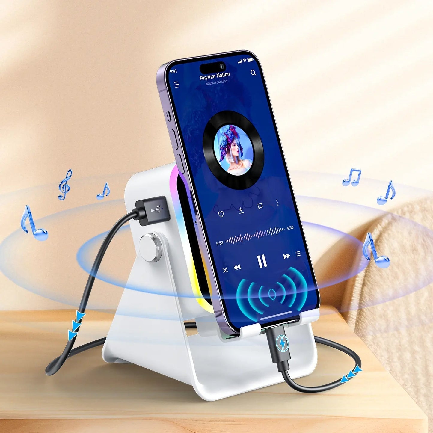 🔥50%OFF🔥 5-in-1 Wireless Speaker - Stereo Sound, RGB Light & Phone Stand
