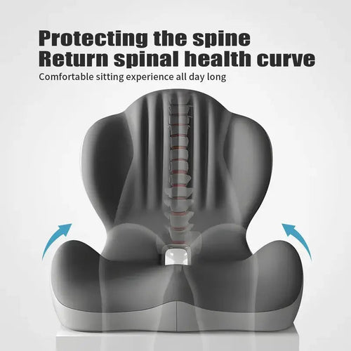 Ergonomic Memory Foam Seat Cushion with Lumbar & Back Support, Relieves Back Pain,Reduces Pressure