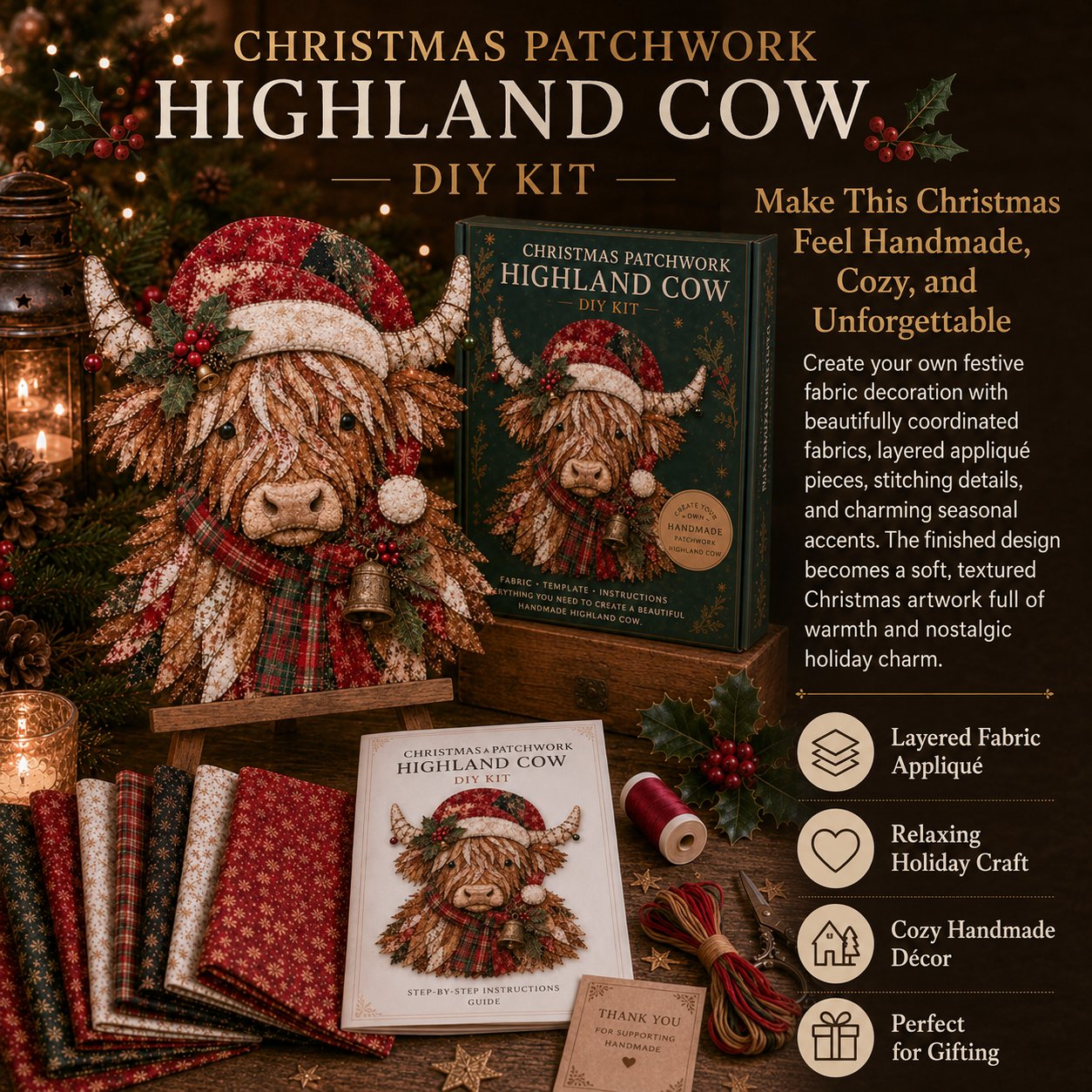 🔥LAST DAY 49% OFF - 🎅Christmas Patchwork Fabric DIY Decor Kit