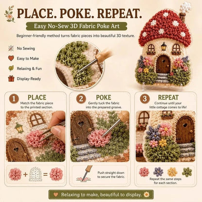 🍄 Whimsical Village 3D Fabric Poke Art Kit