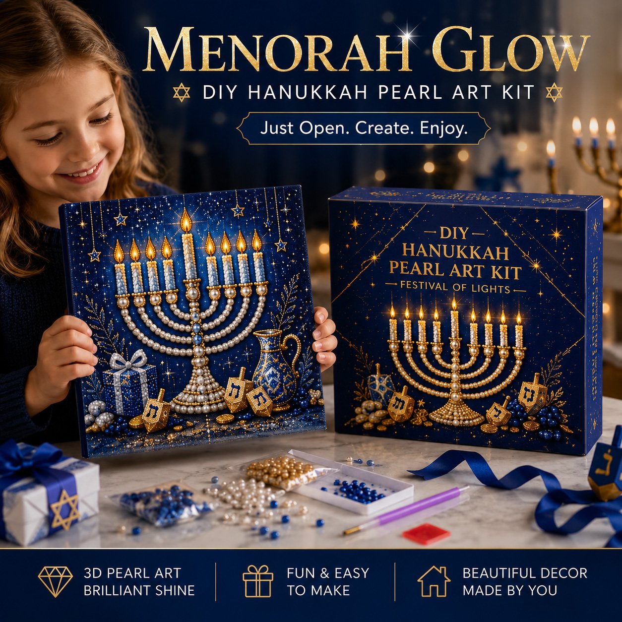 🎁Last Day 49% OFF - 🕎✨DIY Hanukkah Pearl Art Kit