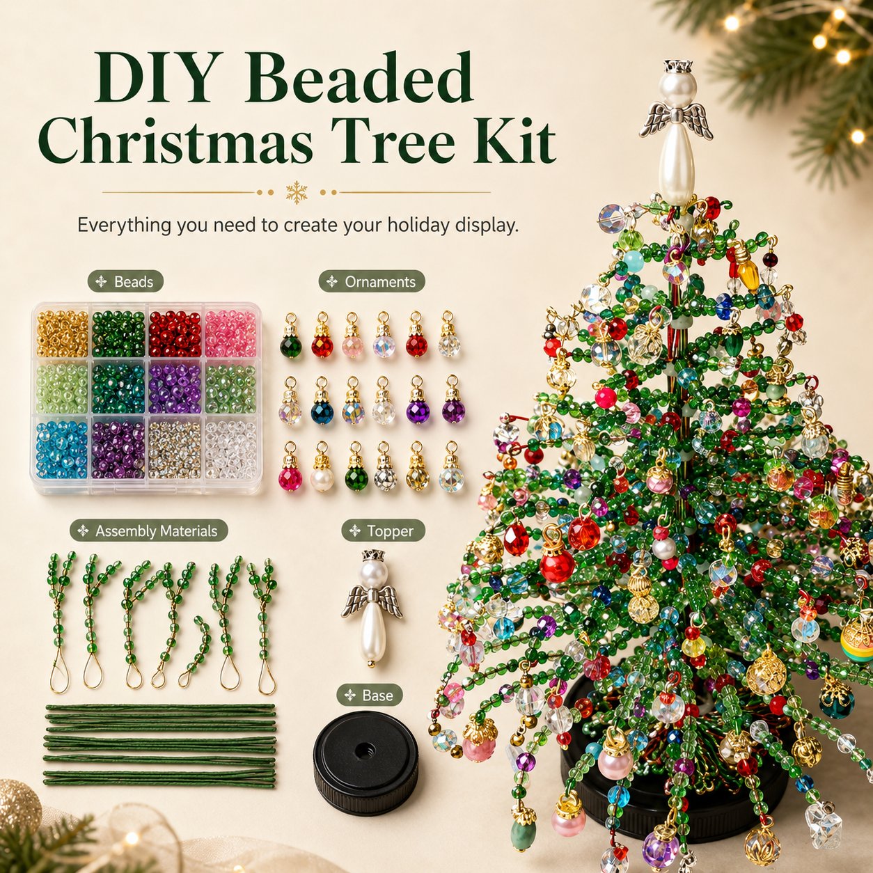 🎄🔥 Last Day 49% OFF✨DIY Beaded Christmas Tree Kit🎅