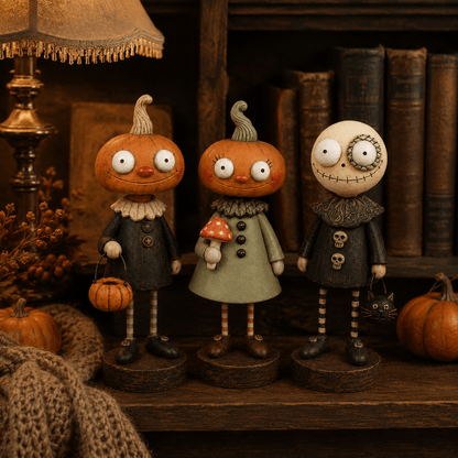 🎃Primitive Pumpkin Friends Vintage Halloween Figurines Collection