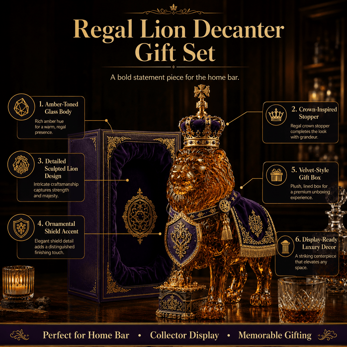 👑Crown 87th Anniversary Royal Lion Whiskey Bottle
