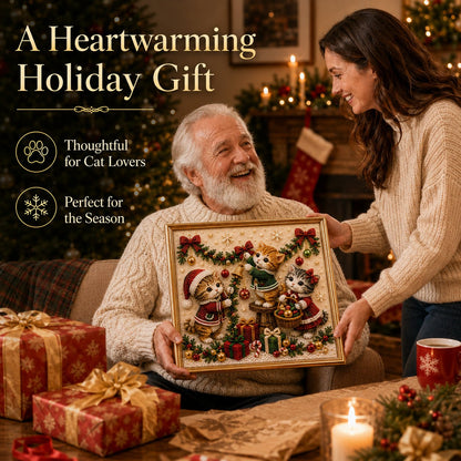 🎄🐾LAST DAY 49% OFF - Premium 3D Pearl Christmas Kitty Art Kit I Luxury Flocked Canvas with Scratch-Resistant Non-Fading Pearl Beads DIY Holiday Decor🎅🐱❄️