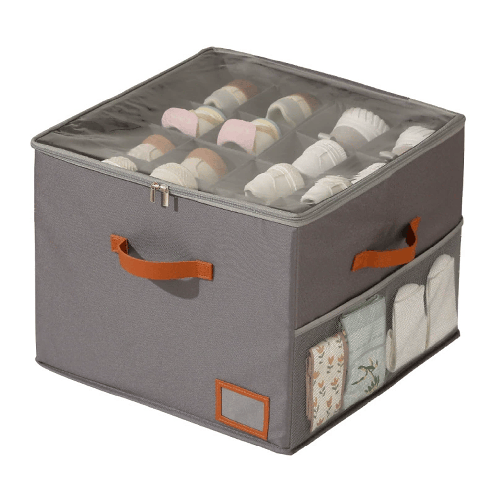 ⏰🔥LIMITED TIME 50%OFF! 👟Fabric Shoe Organizer Storage Box - Foldable, Large Capacity, Dustproof & Breathable for Closet & Bedroom🧺✨
