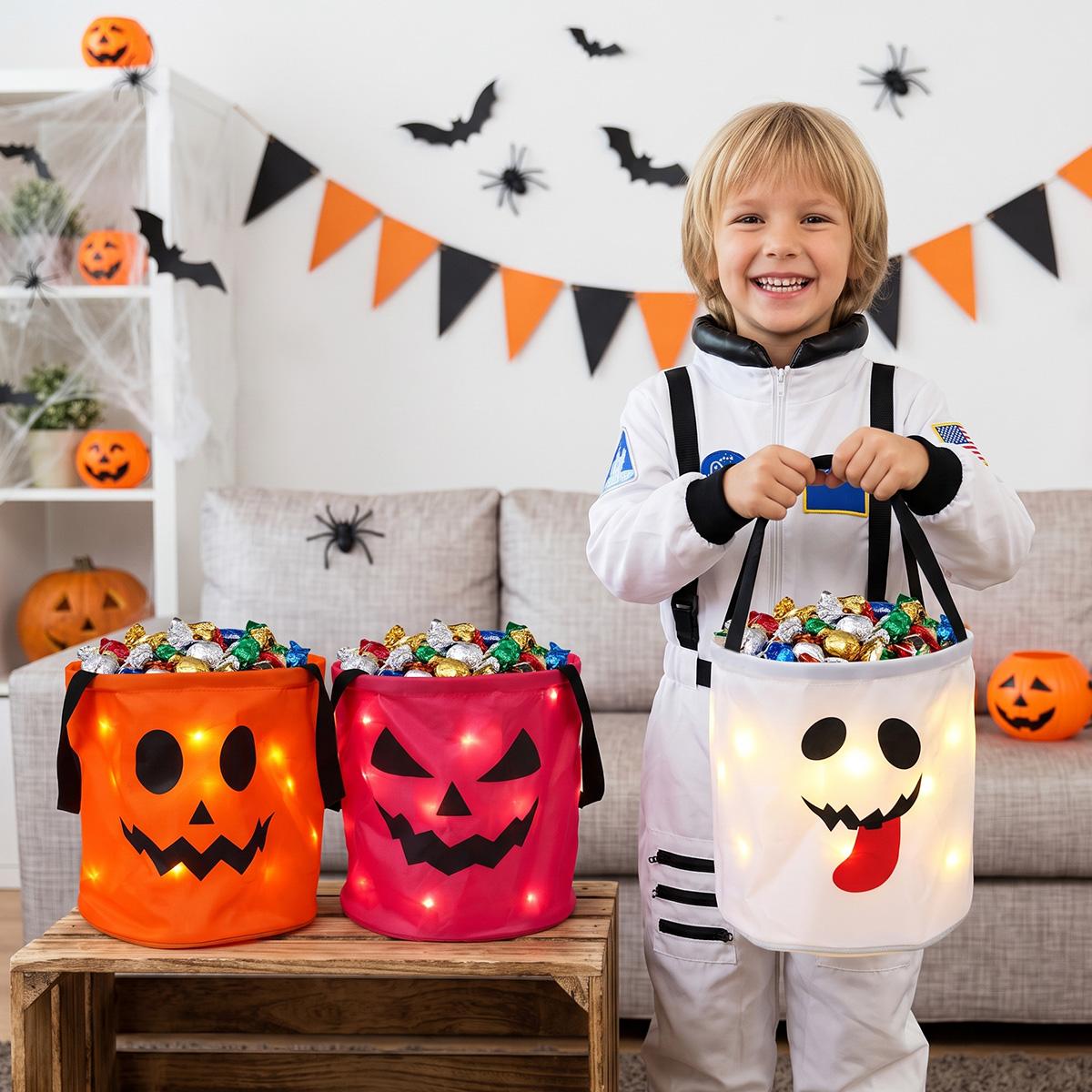 🎃Light Up the Night! 3-Piece LED Halloween Candy Bucket Set👻