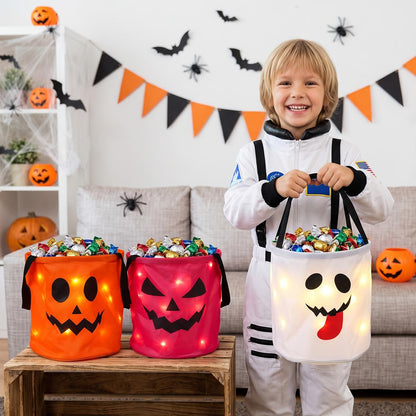 🎃Light Up the Night! 3-Piece LED Halloween Candy Bucket Set👻