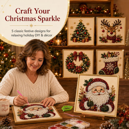 🎅Relaxing & Beginner-Friendly -DIY Christmas Pearl Diamond Painting Art Kit