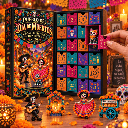 Pueblo del Día de Muertos 2026- 24-Day Day of the Dead Collectible Countdown Calendar with 24 Unique Miniatures