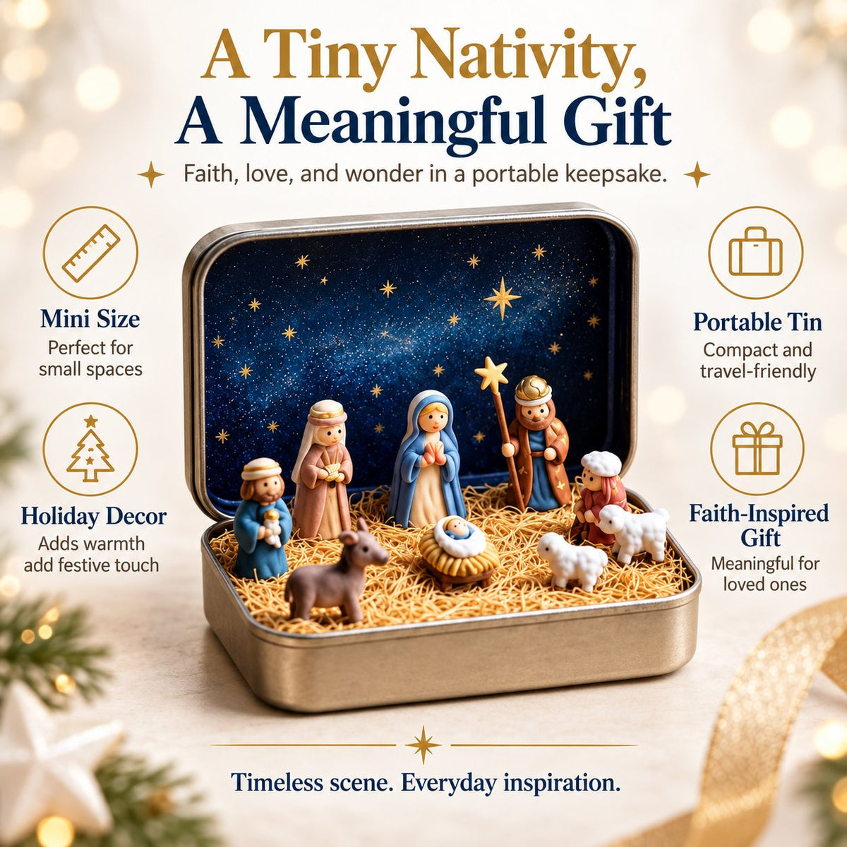 🔥Last Day 49% OFF - ✝️ Religious Pocket-Size Mini Nativity Scene Set with Storage Box