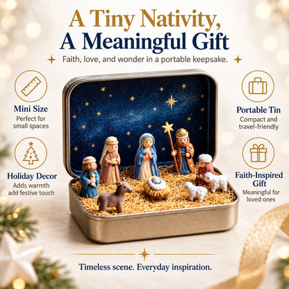 🔥Last Day 49% OFF - ✝️ Religious Pocket-Size Mini Nativity Scene Set with Storage Box