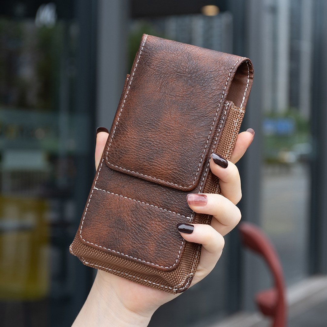 ⚡Big Discount | Waist Belt Cell Phone Pouch 📱 Multi-Pocket Leather Holster with Card Holder