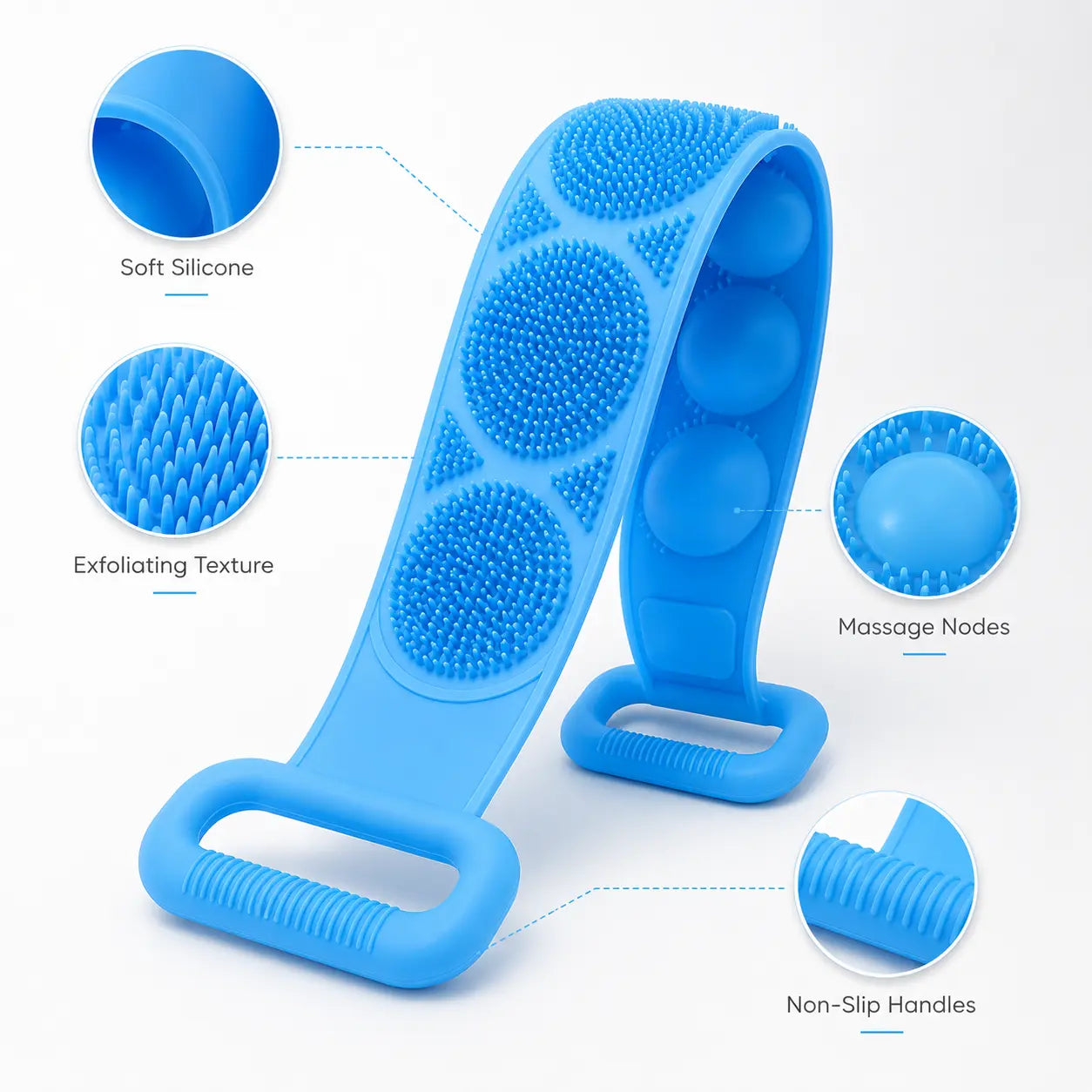 💦Summer Limited-Time 50% OFF 🛁Double-Sided Silicone Back Scrubber- Easily exfoliate dead skin