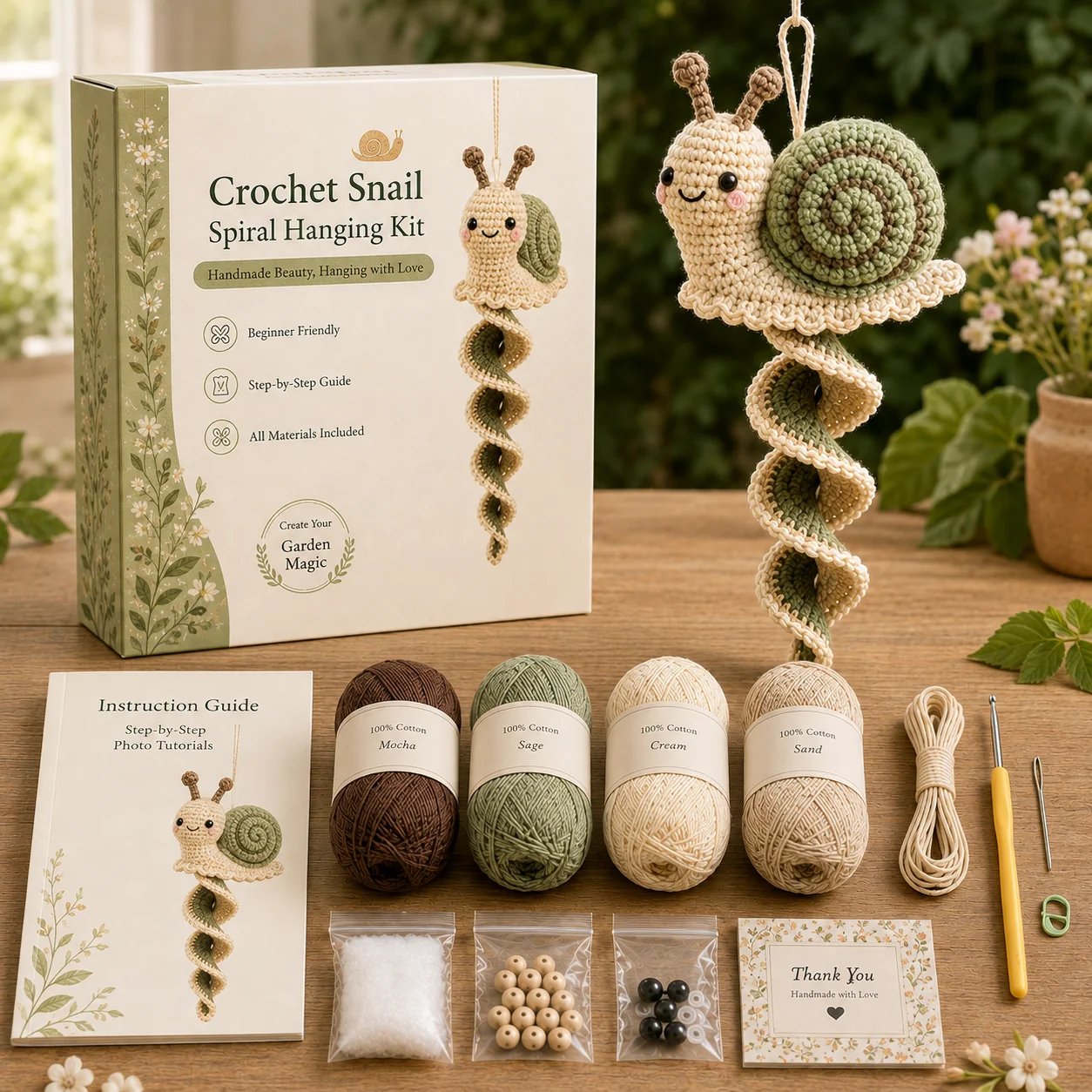 🔥LAST DAY 49% OFF - 🎁Crochet Spiral Hanging Kit – Beginner-Friendly DIY Garden Animal Decor 🧶🌿