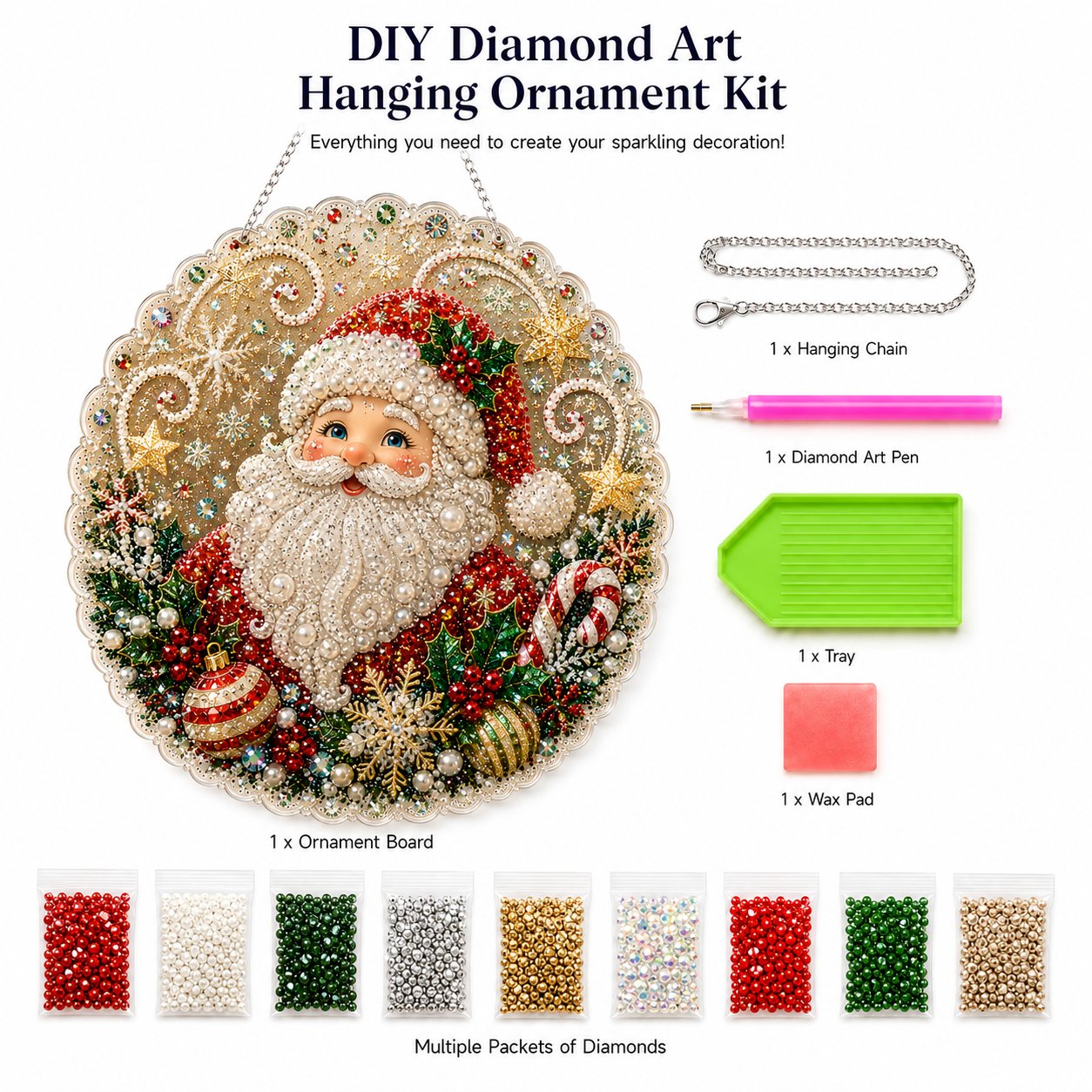 🎄LAST DAY 49% OFF —✨Christmas Pearl Diamond Art Hanging Ornament Kit🎅💎