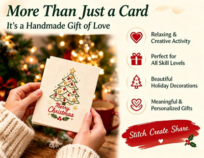 🌲 🪡 Christmas Hand Embroidery Card DIY Kit | Stitch Your Way Into the Christmas Spirit ✨ 🎁
