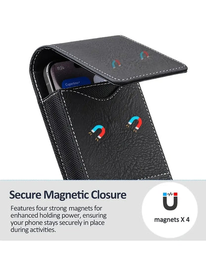 ⚡Big Discount | Waist Belt Cell Phone Pouch 📱 Multi-Pocket Leather Holster with Card Holder