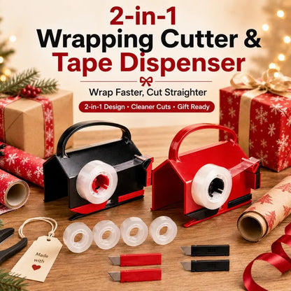 2-in-1 Wrapping Paper Cutter & Tape Dispenser - Faster Gift Wrapping Tool