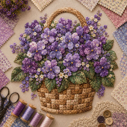 🔥HOTSALE5O%OFF- 🌸Floral Basket Patchwork DIY Kit| 3D Layered Fabric Flower Art Craft for Home Decor & Gifts