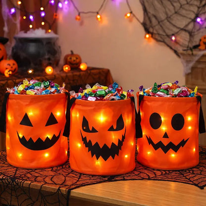 🎃Light Up the Night! 3-Piece LED Halloween Candy Bucket Set👻