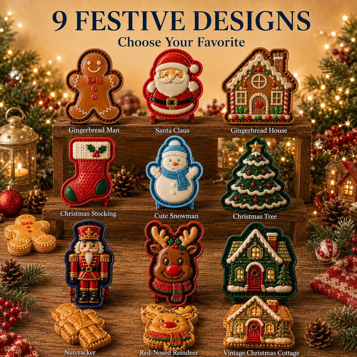 ⏳ Last Day 49% OFF – 🎄 9-Design Christmas Mini Pie Mold Collection🥧✨