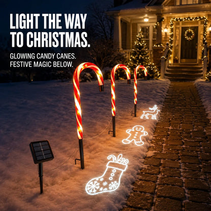 🎄Solar Candy Cane Pathway Lights – Light the Way to Christmas
