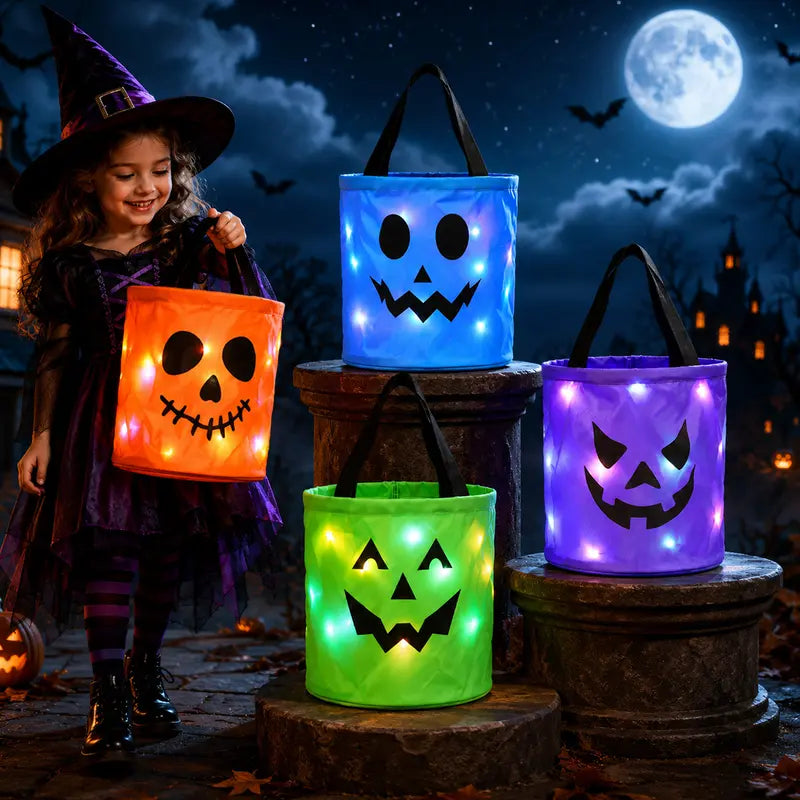 🎃Light Up the Night! 3-Piece LED Halloween Candy Bucket Set👻