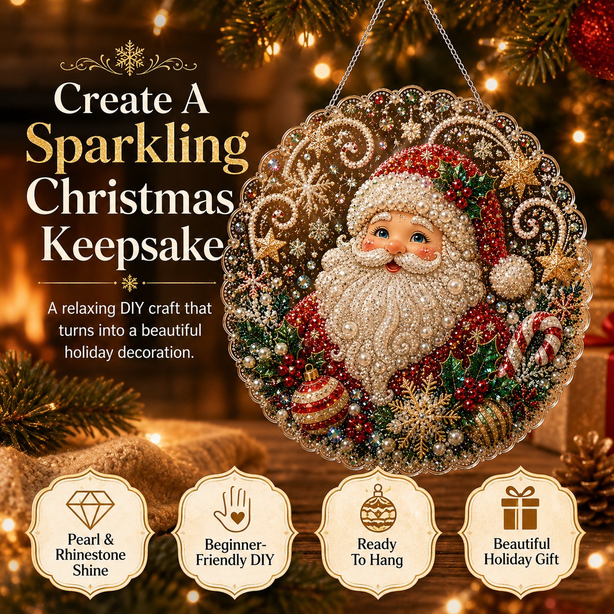 🎄LAST DAY 49% OFF —✨Christmas Pearl Diamond Art Hanging Ornament Kit🎅💎
