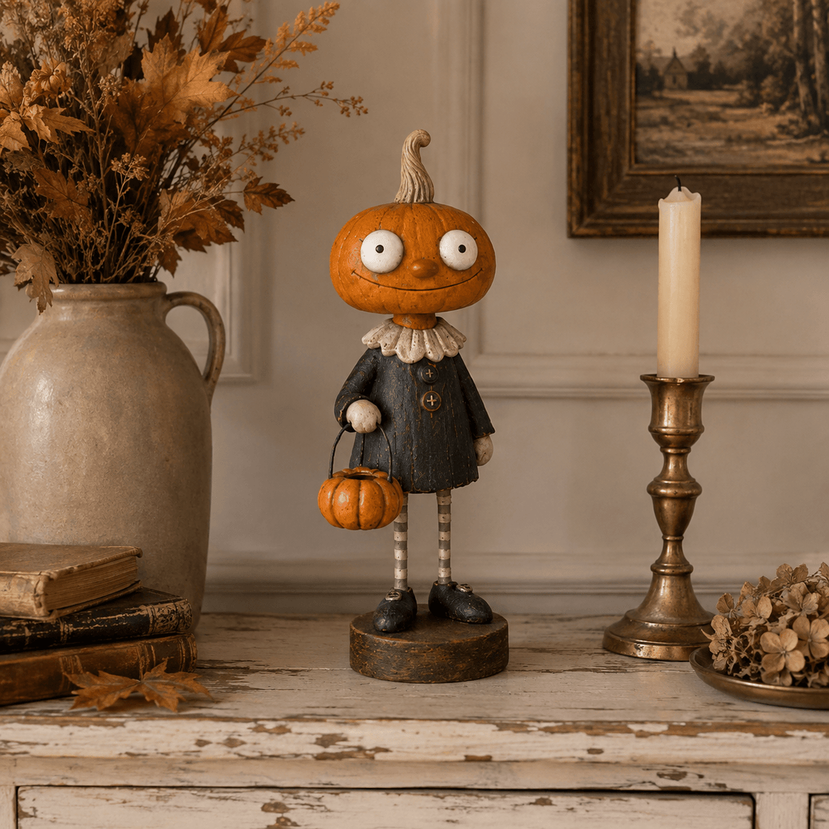 🎃Primitive Pumpkin Friends Vintage Halloween Figurines Collection