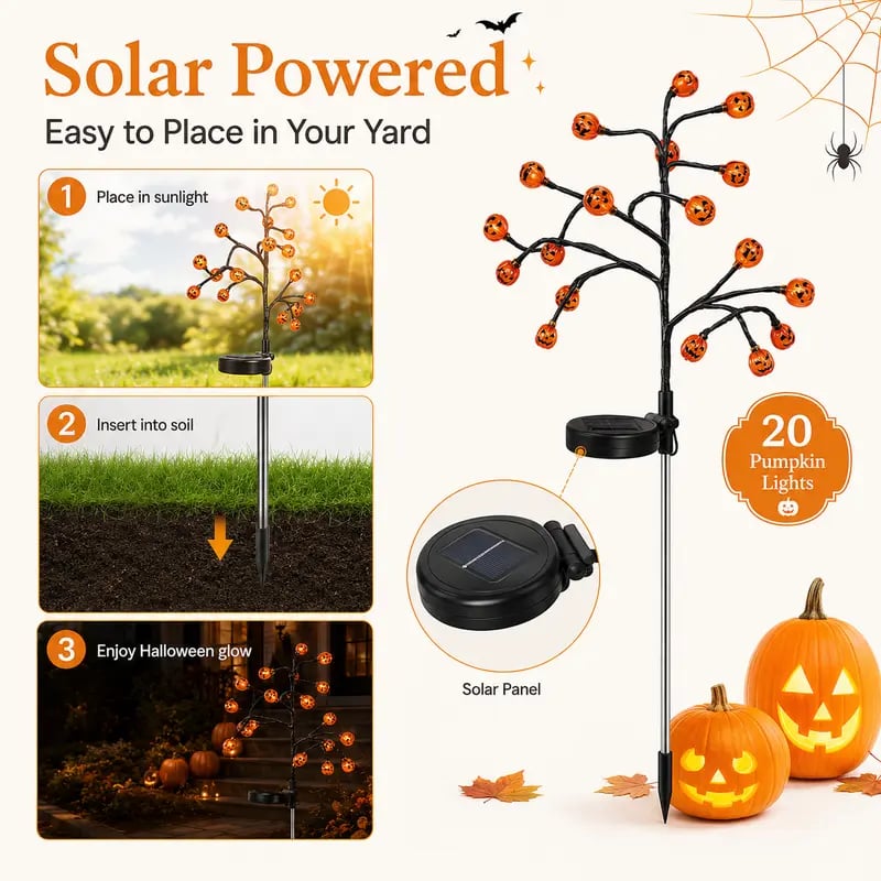🎃✨ Pumpkin Solar Stake Lights – Halloween Outdoor Yard Decor
