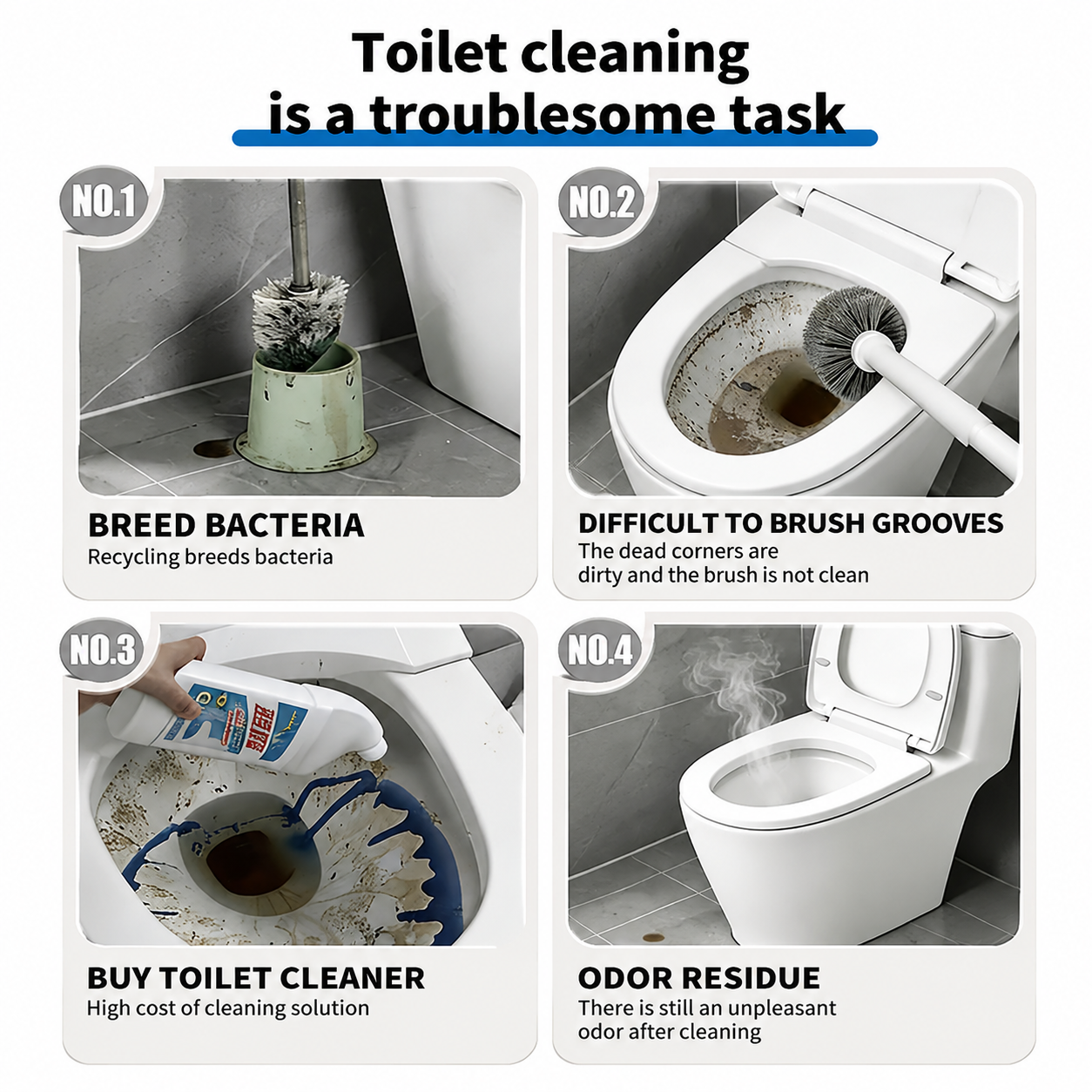 Toilet Scrubber Kit with Self-Cleaning Disposable Pads