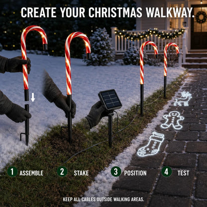🎄Solar Candy Cane Pathway Lights – Light the Way to Christmas